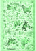 Machine Washable Animal Emerald Green Traditional Area Rugs, wshtr436emgrn