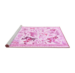 Sideview of Machine Washable Animal Pink Traditional Rug, wshtr436pnk