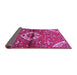 Sideview of Medallion Pink Traditional Rug, tr4370pnk