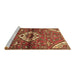 Sideview of Machine Washable Medallion Brown Traditional Rug, wshtr4370brn