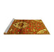 Sideview of Machine Washable Medallion Yellow Traditional Rug, wshtr4370yw