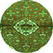 Machine Washable Medallion Green Traditional Area Rugs, wshtr4370grn