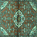 Square Medallion Turquoise Traditional Rug, tr4370turq