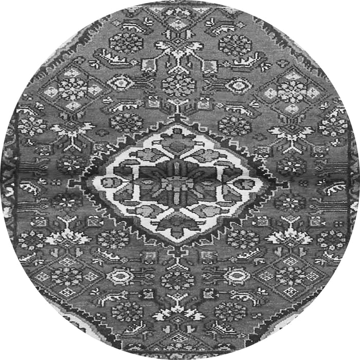 Machine Washable Medallion Gray Traditional Rug, wshtr4370gry