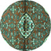 Round Medallion Turquoise Traditional Rug, tr4370turq