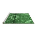 Sideview of Machine Washable Medallion Emerald Green Traditional Area Rugs, wshtr4370emgrn