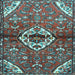 Square Medallion Light Blue Traditional Rug, tr4370lblu