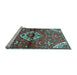 Sideview of Machine Washable Medallion Light Blue Traditional Rug, wshtr4370lblu