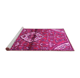 Sideview of Machine Washable Medallion Pink Traditional Rug, wshtr4370pnk