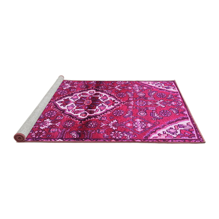 Sideview of Machine Washable Medallion Pink Traditional Rug, wshtr4370pnk