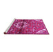 Sideview of Machine Washable Medallion Pink Traditional Rug, wshtr4370pnk