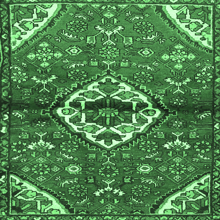 Square Medallion Emerald Green Traditional Rug, tr4370emgrn