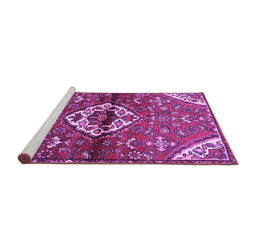 Sideview of Machine Washable Medallion Purple Traditional Area Rugs, wshtr4370pur