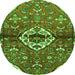 Square Medallion Green Traditional Rug, tr4370grn