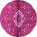 Round Medallion Pink Traditional Rug, tr4370pnk