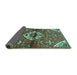 Sideview of Medallion Turquoise Traditional Rug, tr4370turq