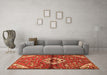 Machine Washable Medallion Orange Traditional Area Rugs in a Living Room, wshtr4370org