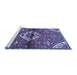 Sideview of Machine Washable Medallion Blue Traditional Rug, wshtr4370blu