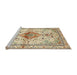 Sideview of Machine Washable Traditional Khaki Gold Rug, wshtr4371