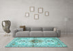 Machine Washable Persian Light Blue Traditional Rug in a Living Room, wshtr4371lblu