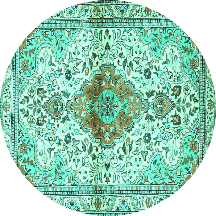 Round Persian Turquoise Traditional Rug, tr4371turq