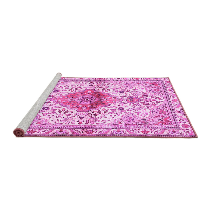 Sideview of Machine Washable Persian Pink Traditional Rug, wshtr4371pnk