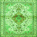 Round Machine Washable Persian Green Traditional Area Rugs, wshtr4371grn