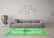 Machine Washable Persian Emerald Green Traditional Area Rugs in a Living Room,, wshtr4371emgrn