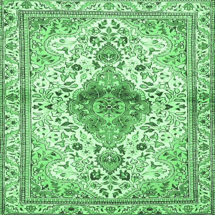 Square Machine Washable Persian Emerald Green Traditional Area Rugs, wshtr4371emgrn
