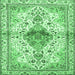 Square Machine Washable Persian Emerald Green Traditional Area Rugs, wshtr4371emgrn