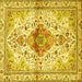 Square Persian Yellow Traditional Rug, tr4371yw