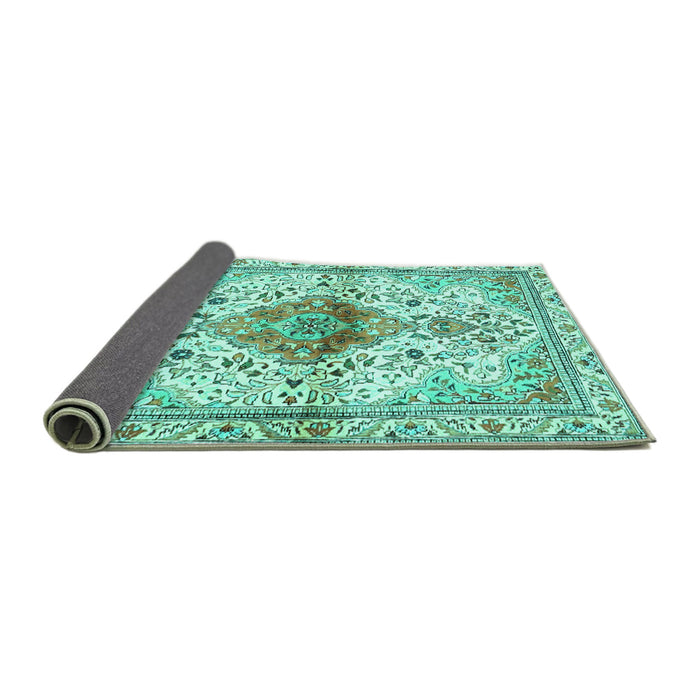Sideview of Persian Turquoise Traditional Rug, tr4371turq