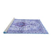 Sideview of Machine Washable Persian Blue Traditional Rug, wshtr4371blu