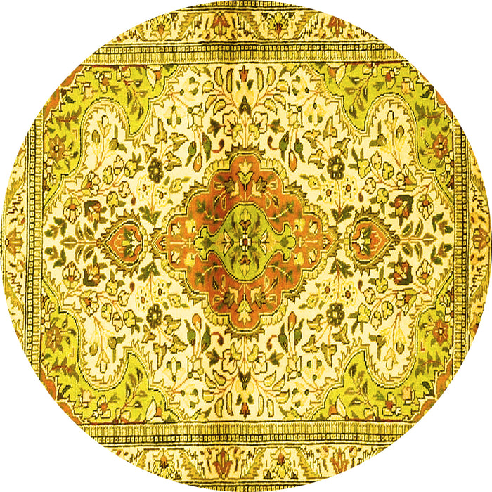 Round Persian Yellow Traditional Rug, tr4371yw