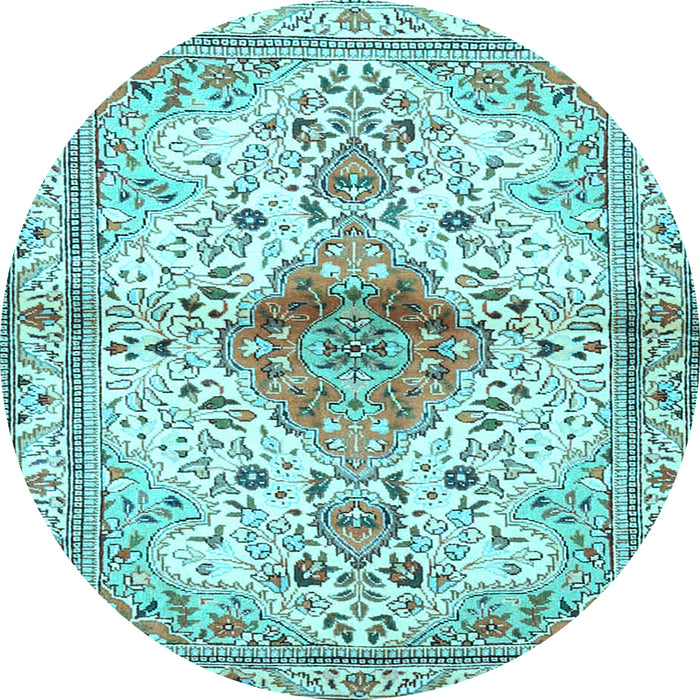 Round Persian Light Blue Traditional Rug, tr4371lblu