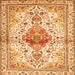 Round Machine Washable Persian Orange Traditional Area Rugs, wshtr4371org