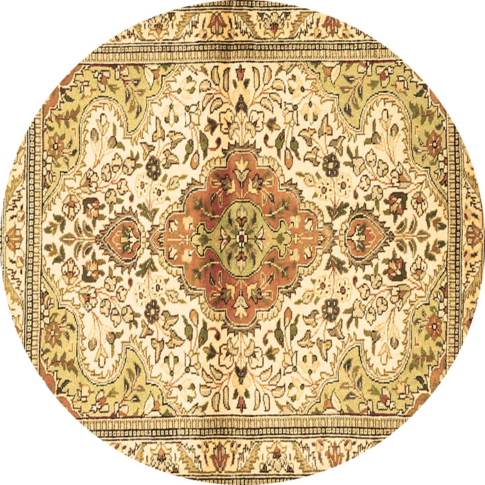 Round Persian Brown Traditional Rug, tr4371brn
