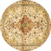 Round Persian Brown Traditional Rug, tr4371brn