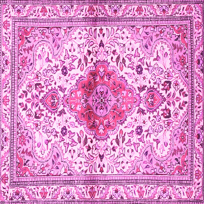 Square Machine Washable Persian Pink Traditional Rug, wshtr4371pnk