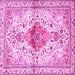 Square Machine Washable Persian Pink Traditional Rug, wshtr4371pnk