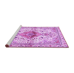 Sideview of Machine Washable Persian Purple Traditional Area Rugs, wshtr4371pur