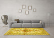 Machine Washable Persian Yellow Traditional Rug in a Living Room, wshtr4371yw