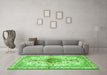 Machine Washable Persian Green Traditional Area Rugs in a Living Room,, wshtr4371grn