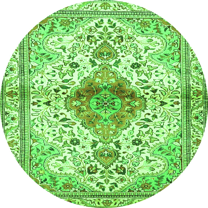 Square Persian Green Traditional Rug, tr4371grn