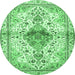 Round Persian Emerald Green Traditional Rug, tr4371emgrn