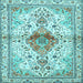 Square Machine Washable Persian Light Blue Traditional Rug, wshtr4371lblu