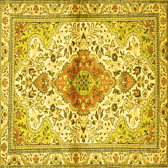 Square Machine Washable Persian Yellow Traditional Rug, wshtr4371yw