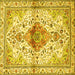 Square Machine Washable Persian Yellow Traditional Rug, wshtr4371yw