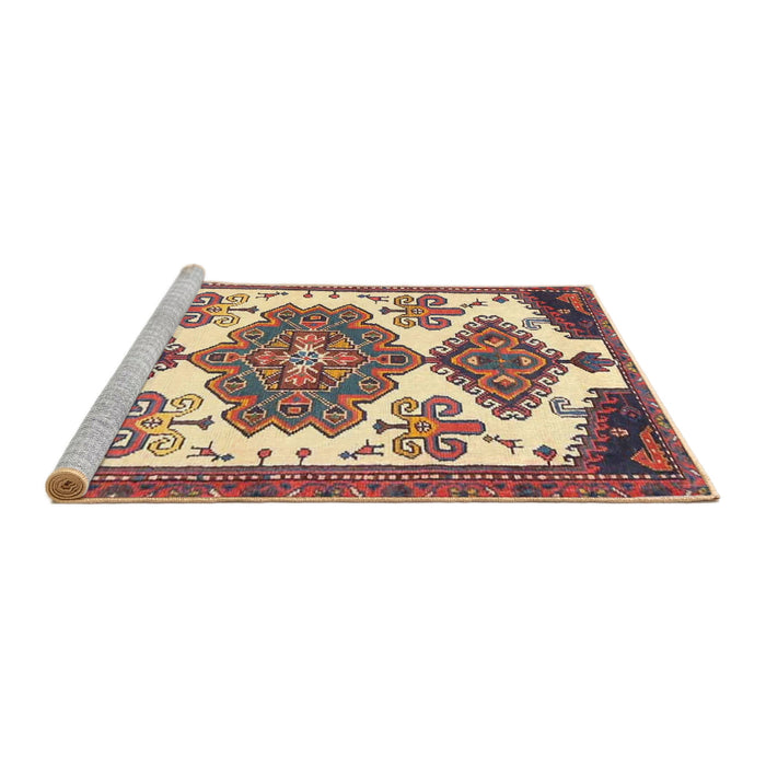 Sideview of Machine Washable Traditional Brown Red Rug, wshtr4372