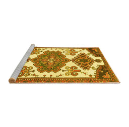 Sideview of Machine Washable Persian Yellow Traditional Rug, wshtr4372yw